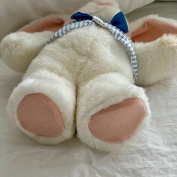 Hallmark Easter Bunny Plush Male Blue Stripe Vest Excellent Condition 13" Toy - Picture 7 of 7